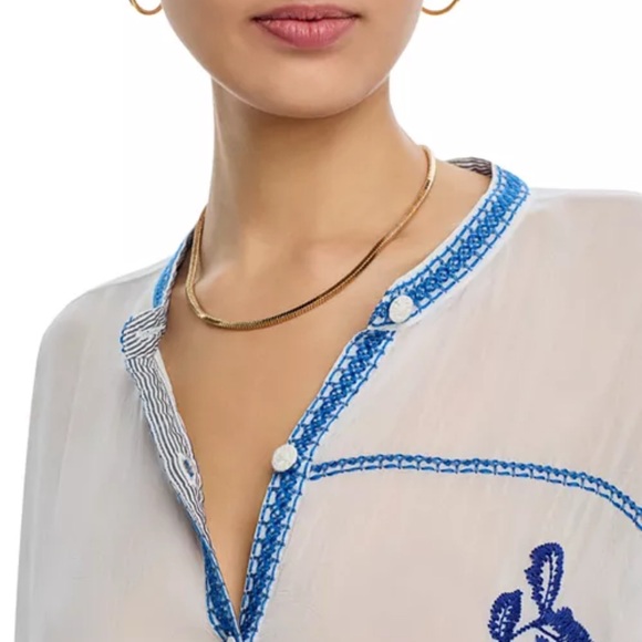 🥰 Johnny Was The Audrey Mandarin Collar Shirt. NWT. Size Medium. - Picture 3 of 11